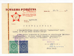 1959. YUGOSLAVIA,SLOVENIA,BREZICE,FURNITURE MAKING CO. LETTERHEAD,2 REVENUE STAMPS,POWER OF ATTORNEY - Briefe U. Dokumente