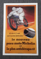 CARTE POSTALE PUBLICITAIRE MICHELIN BIBENDUM PNEUMATIQUES MOTO - Publicité