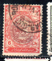 IRAN PERSIA PERSE POSTE PERSANES 1909 LION COAT OF ARMS LEONE STEMMA ARMOIRIES 6c USED USATO OBLITERE' - Iran