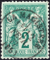 FRANCE - TàD T.16 "LA MAGISTÈRE / (85)" (Tarn-&-Garonne) Sur Yv.74 2c Vert Sage T.II -B/TB (petits Défauts De Dentelure) - 1877-1920: Semi Modern Period