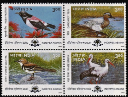 INDIA 2000 INDEPEX ASIANA MIGRATORY BIRDS COMPLETE SET  MNH - Unused Stamps