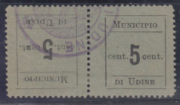 ITALIA - UDINE - Sassone 1c- Segnatasse Provvisorio - Usato Coppia Tete-beche - Firmato Diena - Udine