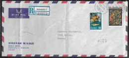 Iceland. Stamps Sc. 436, 468 On Registered Airmail Letter, Sent From Reykjavik On 6.09.1974 To Norge. - Covers & Documents