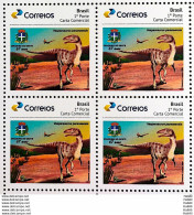 PB 136 Brazil Personalized Stamp Dinosaur Vespersaurus Paranaenses 2019 Block Of 4 - Personalized Stamps