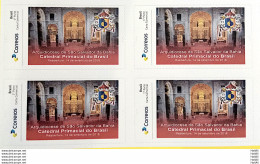 PB 108 Brazil Personalized Stamp Primacial Cathedral Of Brazil Interior Adhesive Religion 2019 Block Of 4 - Personalisiert