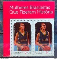 C 3834 Brazil Stamp Woman History Hortencia Basketball 2019 Pair Vignette Text - Ongebruikt