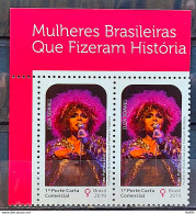 C 3833 Brazil Stamp Woman History Elza Soares Music 2019 Pair Vignette Text - Ongebruikt