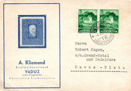 (RECTO / VERSO) CARTE LIECHTENSTEIN A. KLIEMAND BRIEFMARKENVERSAND VADUZ EN 1938 - Lettres & Documents