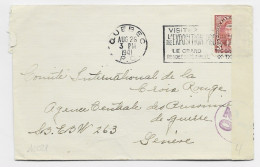 CANADA 3C SOLO LETTRE CPVER MECANIQUE VISITEZ EXPOSITION PROVINCIAL QUEBEC AUG 16 .1941 TO CICR GENEVE CENSOR 20 - Storia Postale