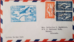 2X PORTUGAL FLIGHT COVERS LISBON TO NEW YORK /HORTA - Lettres & Documents