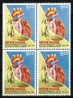 INDIA 1996 100 YEARS OF CARDIAC SURGERY BLOCK OF 4 MNH - Nuevos