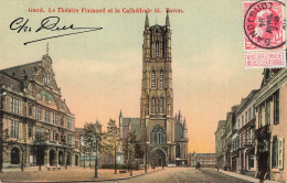 BELGIQUE - Gent - Le Théâtre Flamand Et La Cathédrale Saint Bavon - Colorisé - Carte Postale Ancienne - Gent