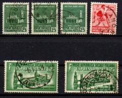 1944 - Italia - Repubblica Sociale 497 X 3 + 499 + E 23 X 2 Monumenti Distrutti  ------ - Usados