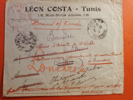 Tunisie - Enveloppe Commerciale En Franchise Pour Gabes Et Redirigé Vers Amiens, Bordeaux Et Vers Londres En 1914 - J 41 - Storia Postale