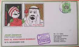 United Arab Emirates 1978 Ras Al Khymah - Bombay Air India First Flight Cover - Briefe U. Dokumente