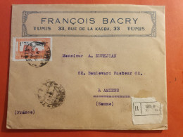 Tunisie - Enveloppe Commerciale En Recommandé De Tunis Pour Amiens En 1928 - J 45 - Briefe U. Dokumente