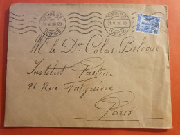 Tunisie -  Enveloppe ( Pli à Gauche) De Tunis Pour L'Institut Pasteur à Paris En 1938 - J 54 - Briefe U. Dokumente