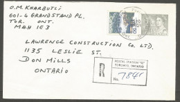 1975 Registered Cover 58c Landscape/ Centennial PSE Toronto Stn Q To Don Mills Ontario - Postal History