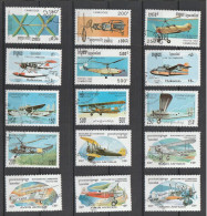 Cambodge 15 Timbres Aviation Diverses Année Oblitéré - Collections (without Album)