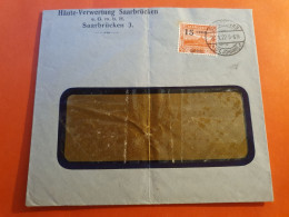 Sarre - Enveloppe Commerciale De Saarbrücken En 1922,affranchissement Surchargé - J 85 - Cartas & Documentos