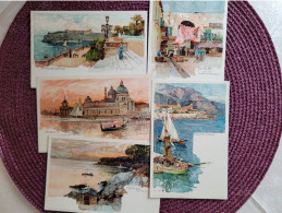 5 Cartes Illustrateur Wielandt , Nice , Monte-carlo , Venise , Menton - Wielandt, Manuel