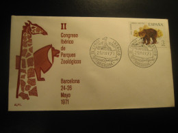 BARCELONA 1971 Parques Zoologicos Zoo Giraffe Girafe Lion Cancel Cover SPAIN Giraffes Girafes - Girafes