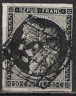 France 1849-50 Ceres Typographie 20 Centimes Noir Non-dentelé Y & T  Nr. 3 - 1849-1850 Cérès