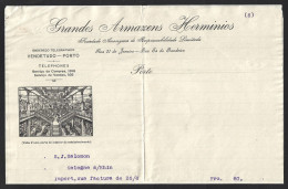 Invoice From Grandes Armazéns Hermínios, Porto, 1915. H. Burnay. Fatura Dos Grandes Armazéns Hermínios, Porto, 1915. H. - Portogallo