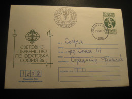 BULGARIA Fencing Escrime Postal Stationery Entero Postal SOFIA 1986 Fencing Cancel - Fechten