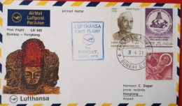 LUFTHANSA LH 642 FIRST FLIGHT BOMBAY -HONG KONG 1971 - Lettres & Documents