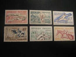 Yvert 960/5 (* Cat. 2002 51,25 Eur) Helsinki Finland Olympic Games Fencing Rowing Swimming Hippisme ... FRANCE Olympics - Summer 1952: Helsinki