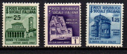 1944 - Italia - Repubblica Sociale 505 + 509/10 Monumenti Distrutti  ------ - Neufs