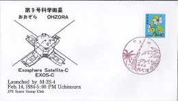 JAPON N° 1344 S/L.DE KAGOSHIMA/14.2.84   SATELLITE ET FUSEE - Cartas & Documentos