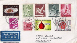 JAPON N° 814/815/774/775/787/811/809/677/701 S/L.TOKYO/19.1.68 DE POUR MADAGASCAR - Cartas & Documentos