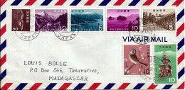 JAPON N° 754/755/768/769/745B/771/511 S/L.DE KOFU/11.5.64 POUR MADAGASCAR - Storia Postale