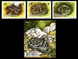 SLOVENIA 2010 FAUNA REPTILES SNAKES COMPLETE SET WITH MINIATURE SHEET MS MNH - Slangen