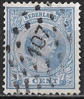 Blauwe Punt In Medaillon Achter Hoofd In 1891-94 Prinses Wilhelmina 5 Ct Blauw NVPH 35 - Abarten Und Kuriositäten