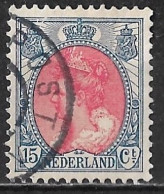 Dubbele Breuk In De Rand Boven Linker Wapenschild In 1899 Koningin Wilhelmina 15 Cent Blauw / Rood NVPH 65 - Plaatfouten En Curiosa