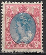 Dubbele Blauwe Punt Voor En Op De Neus In 1899 Koningin Wilhelmina 25 Cent Rood En Blauw NVPH 71 - Varietà & Curiosità