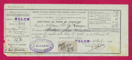 Quittance De L'Agent D'assurance J. Delaisement Sis Avenue Thiers à Melun - Document Daté Du 12 Avril 1909 - Bank En Verzekering