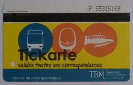 Ticket TBM Bordeaux (33/Gironde) - Bus / Tramway / Bateau - Logo TBM - Billet Unitaire - Ticket Utilisé - Europa