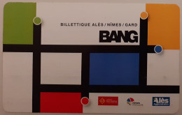 Ticket Bus BANG Rechargeable - ALES / NIMES / GARD - Verso Rouge Bandeau Blanc LIO OCCITANIE TRANSPORT - Ticket Utilisé - Europe