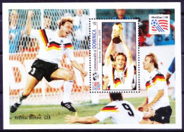 Dominica 1993 MNH MS, Winning Goal By Andreas Brehme Football World Cup 1994 - 1994 – Estados Unidos
