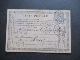1877 Sage Carte Postale Absender Stempel N. Lang Cols Cravates Paris - Le Mans - 1877-1920: Periodo Semi Moderno