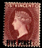 St Vincent: 1893/94 QV - Surcharge SG60 5pence Sur 6pence - St.Vincent (...-1979)