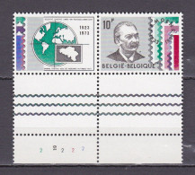 1973 Nr 1687** Plaatnummer 2,Tweeluik Filatelist J.B.Moens. - 1971-1980