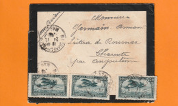 1930 - Enveloppe PAR AVION De Marrakech Vers Ronsenac, Charente (cad Tirets) - Via Casa &Angoulême - 3 X 50 C P Aérienne - Airmail