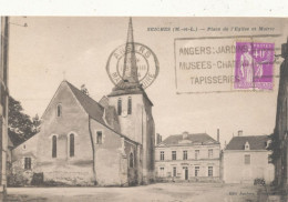 49  // SEICHES    Place De L'église Et Mairie  - Seiches Sur Le Loir