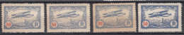 France 1922 - 4 Vignettes Meeting Aviation Bourges - 50c Bleu Neuf** - Couleurs - Aviazione