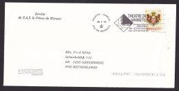 Monaco: Cover To Netherlands, 2012, 1 Stamp, Heraldry, Sent By Office Of Prince, Royalty, Cancel Theatre (small Stains) - Storia Postale